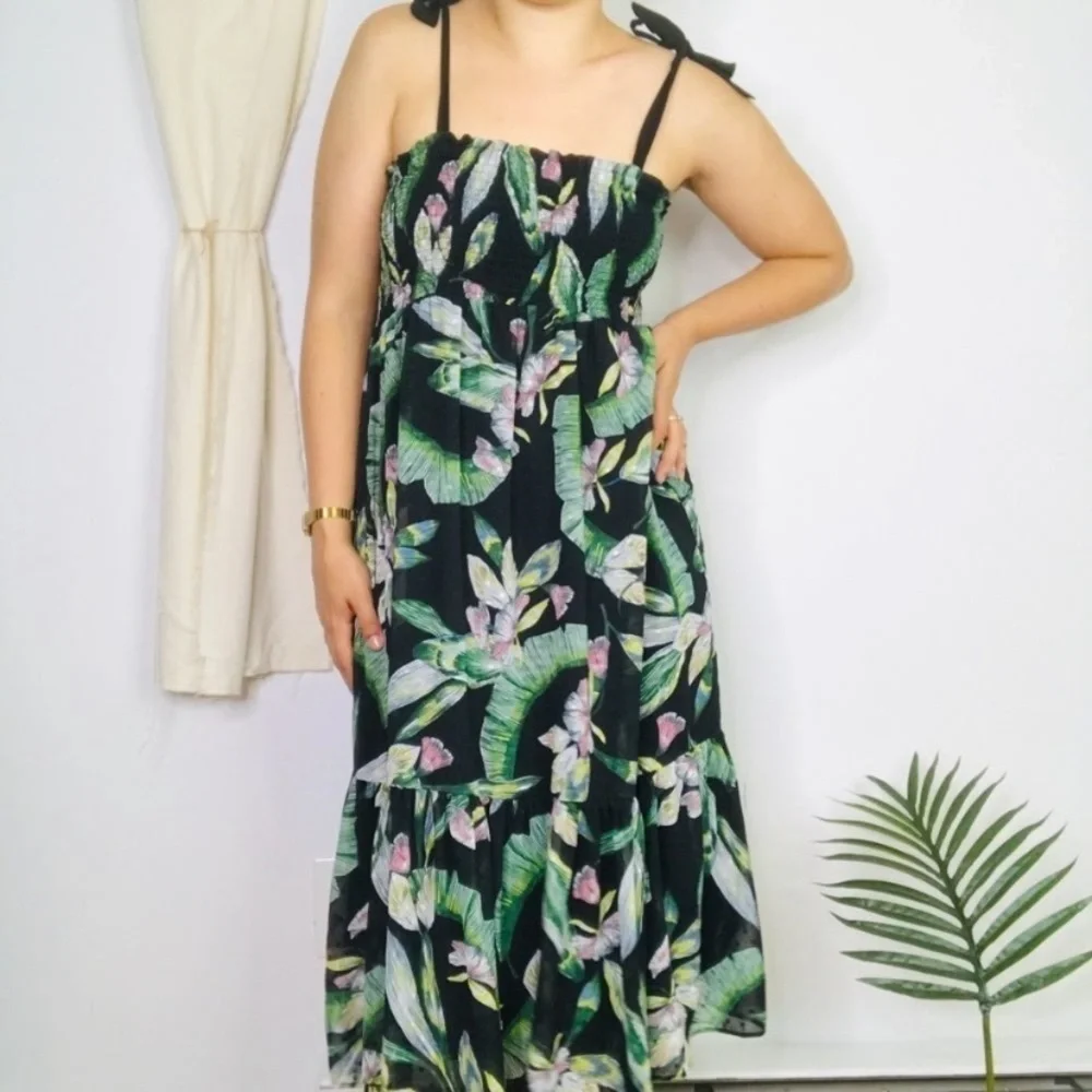 New! Stella and dot Lizzie smocked botanical floral midi dress nwt 13863_3
